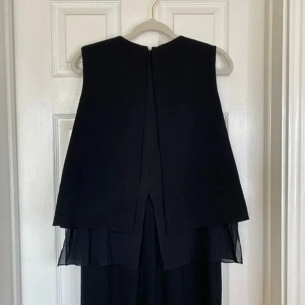 TORY BURCH Betsy Jumpsuit Beaded Black White Metallic Size Small Elegant Chic